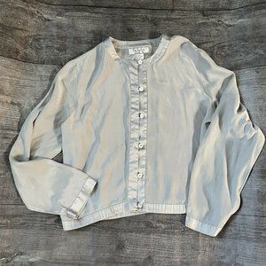Women's New York City Blouse Co Silk Gray Dress Shirt Size 12 SEE NOTES